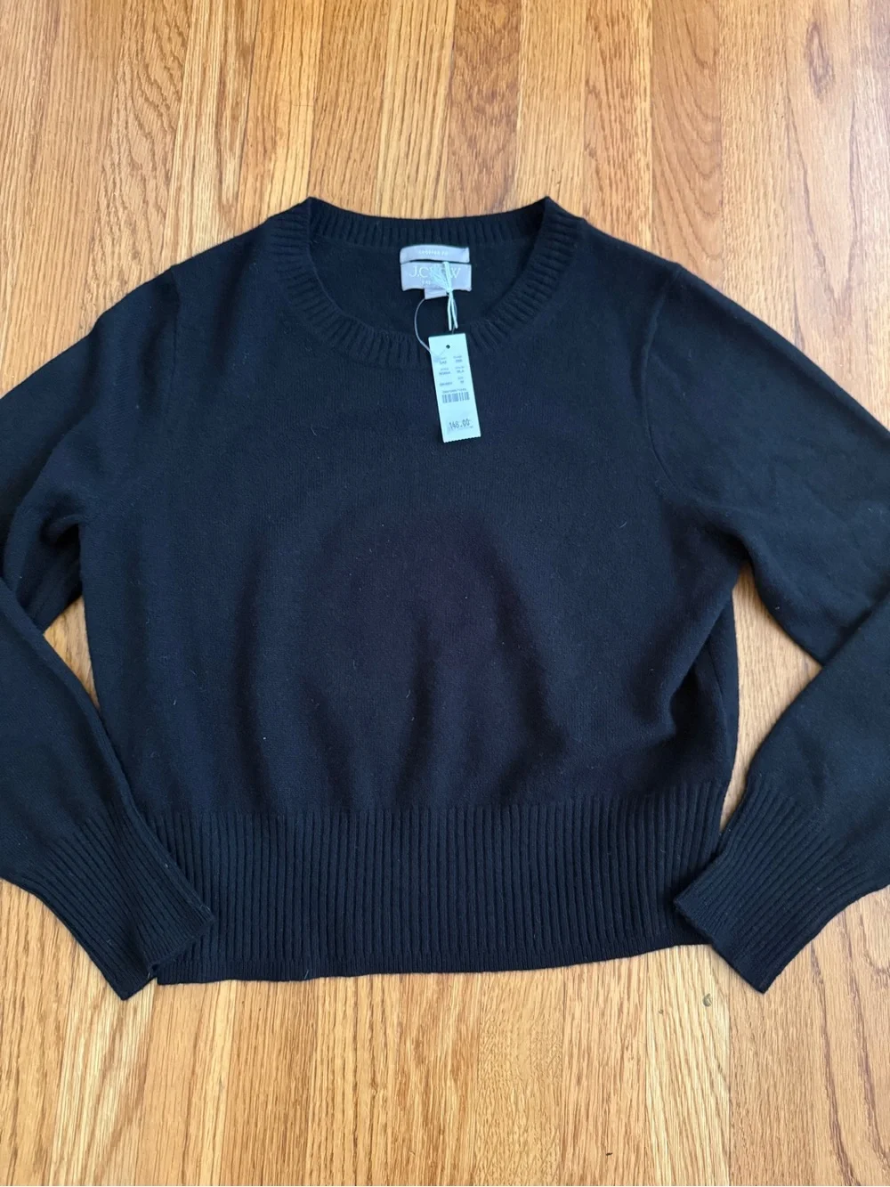 J. Crew crop fit black elevated cashmere sweater New M
